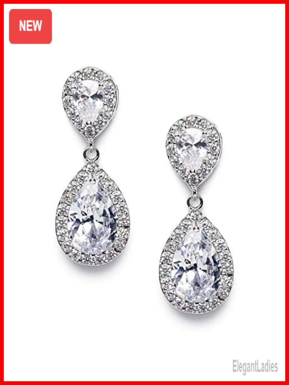 Cubic Zirconia Teardrop Dangle Earrings for Wedding Prom
